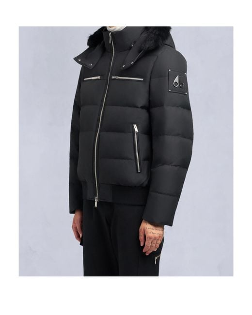 Moose Knuckles Black Cloud Shearing Bomber Jacket for men