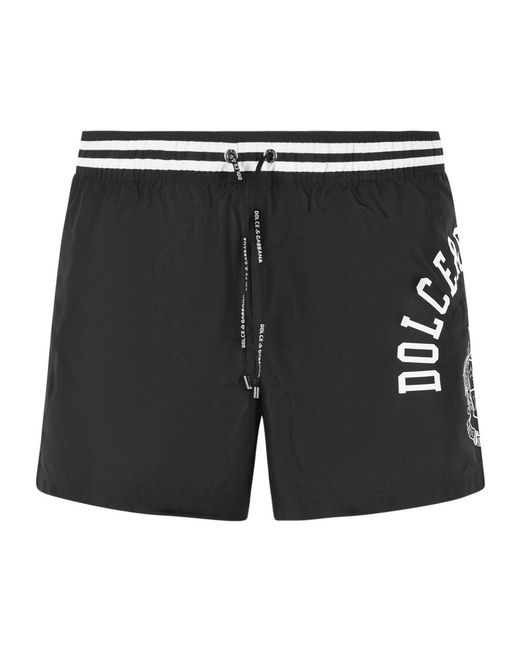 Dolce & Gabbana Black Logo Printed Swim Shorts for men