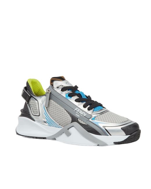 Fendi Blue Flow Lace-Up Sneakers for men