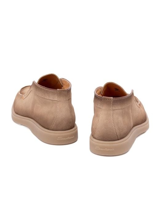Santoni Brown Digits Round Toe Desert Boots for men