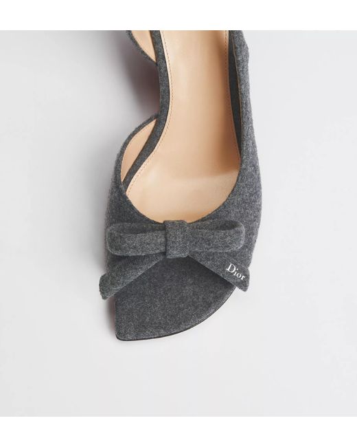 Dior White Bow Heeled Slingback Sandal