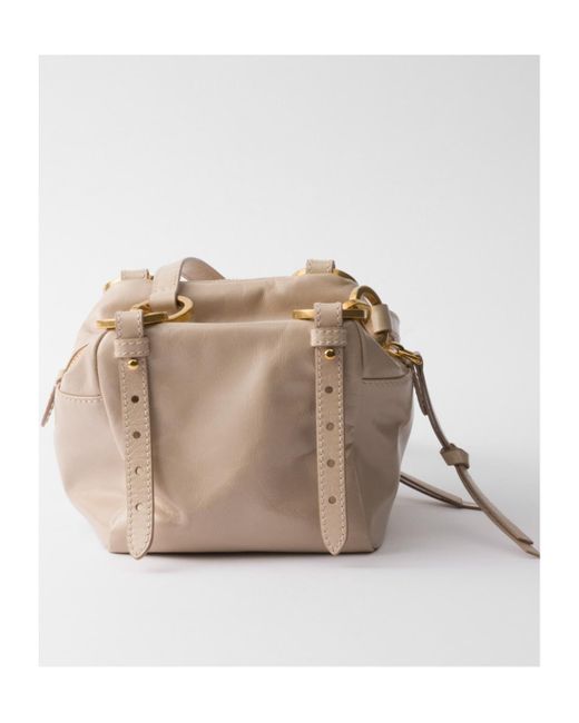 Prada Natural Dangle Leather Top-Handle Mini-Bag