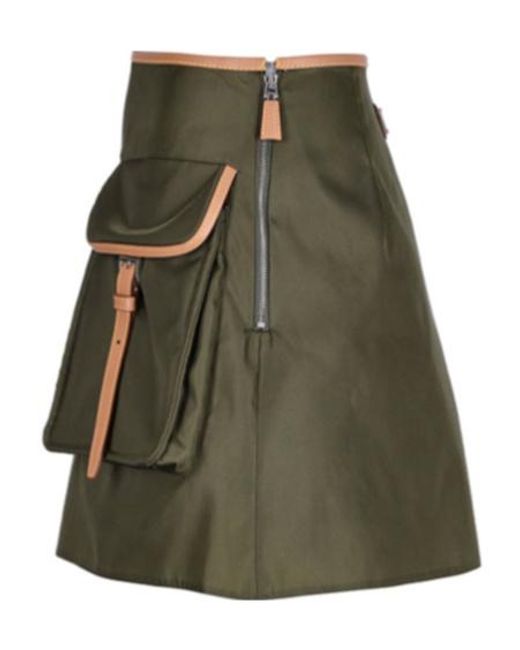 Prada Green Logo Patch Pocket-Detailed Mini Skirt