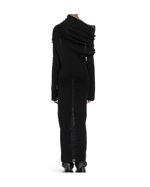 Ann Demeulemeester Black Barbro Dropped Shoulder Midi Knitted Dress