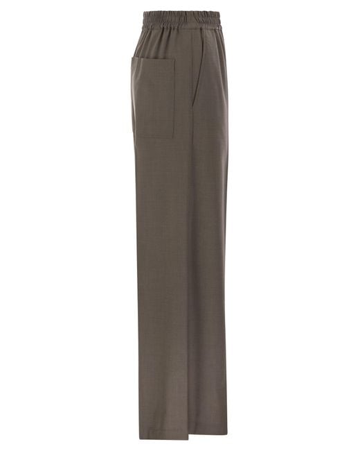 Brunello Cucinelli Gray Wide Leg Pants
