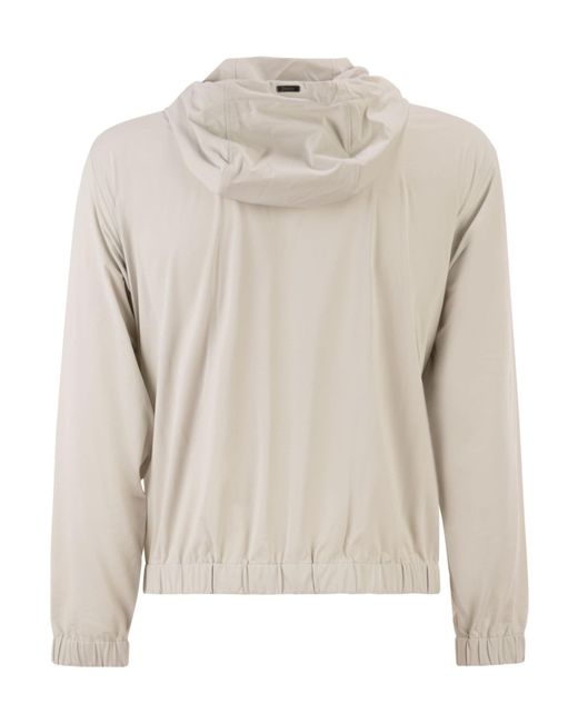 Herno Gray Zip-Up Hooded Bomber Jacket for men