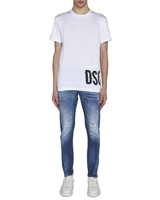 DSquared² White Logo-Printed Crewneck T-Shirt for men