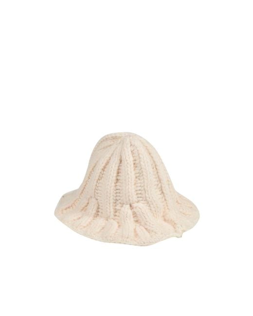 MM6 by Maison Margiela White Knitted Bucket Hat