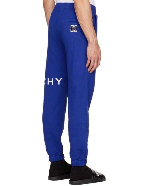 Givenchy Blue Logo Printed Elastic-Waist Jogging Pants for men