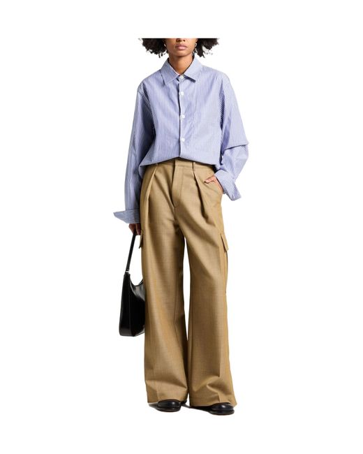Burberry Natural Solid-Color Wool Work Pants