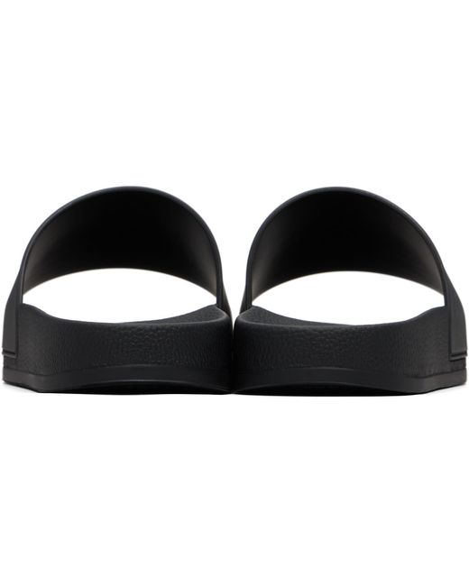 Palm Angels Black Curved Logo Slippers