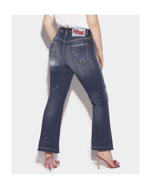DSquared² Blue Distressed Flared Jeans