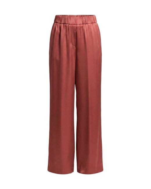 Peserico Red Elasticated-Waist Wide Leg Trousers