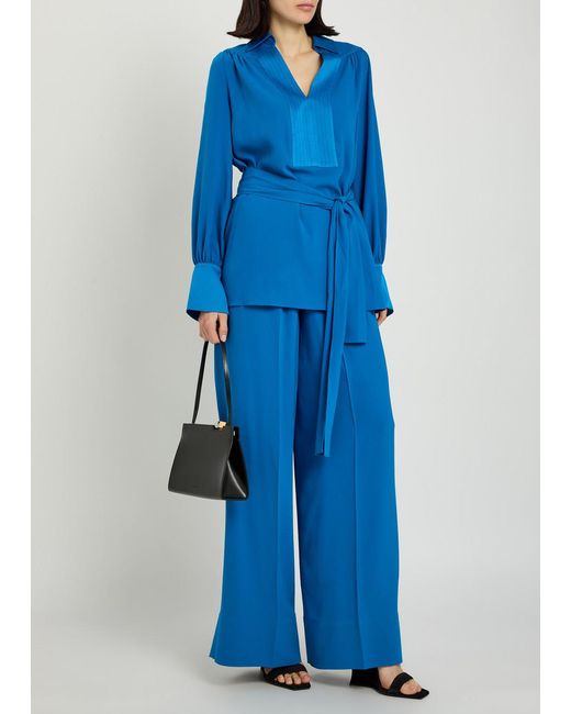 Joseph Blue Chiffon Long-Sleeve Top