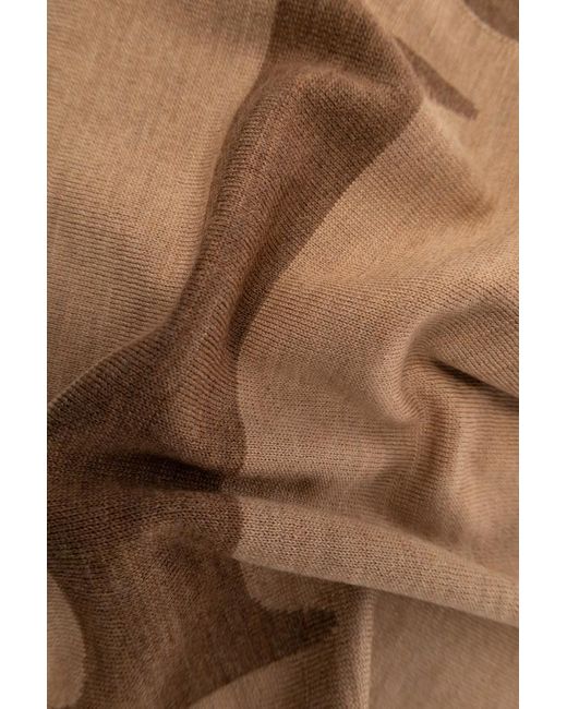 Lanvin Brown Logo Scarf
