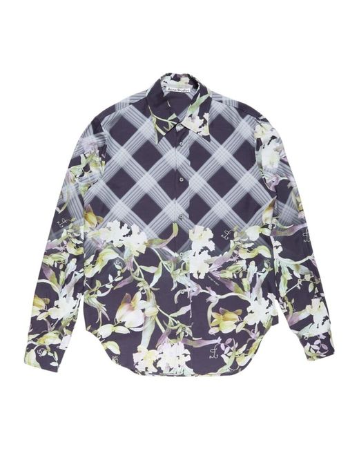 Acne Blue Floral-Print Shirt for men