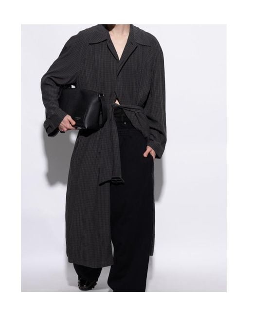 Balenciaga Black Checkered Belted Coat for men