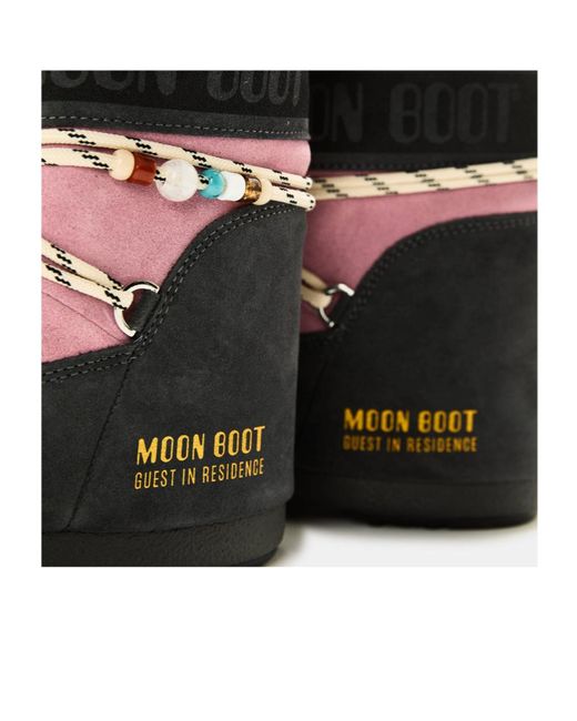 Moon Boot Black Color-Blocked Suede Snow Boots