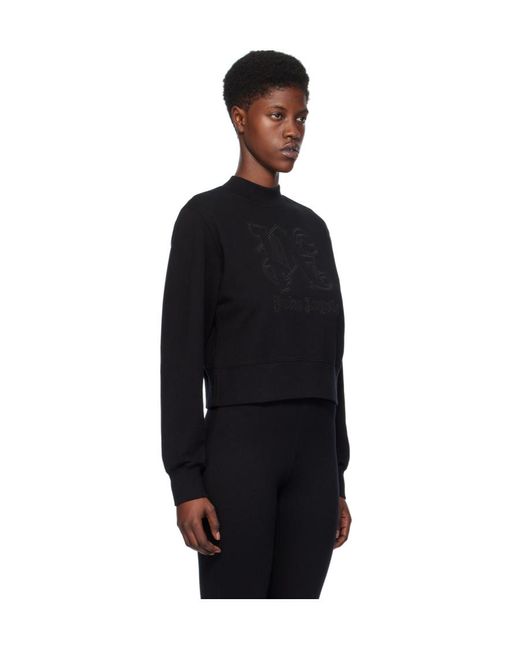 Palm Angels Black Monogram Detailed Crewneck Sweatshirt