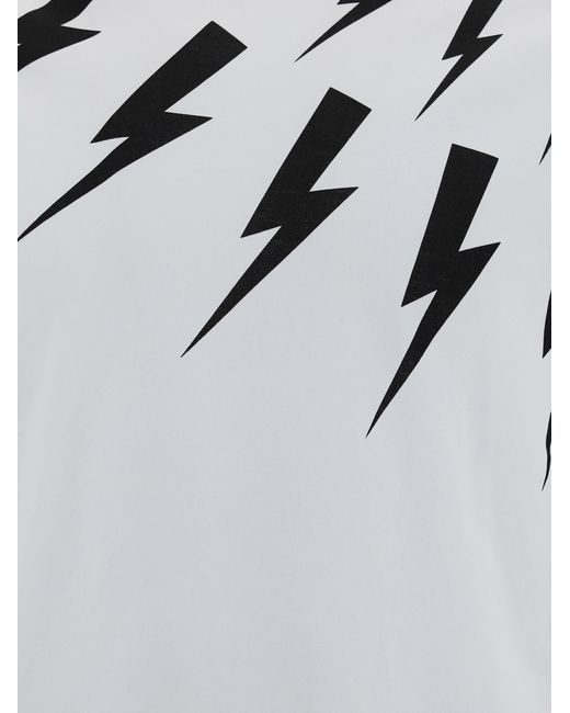 Neil Barrett White Thunderbolt-Print Cotton T-Shirt for men
