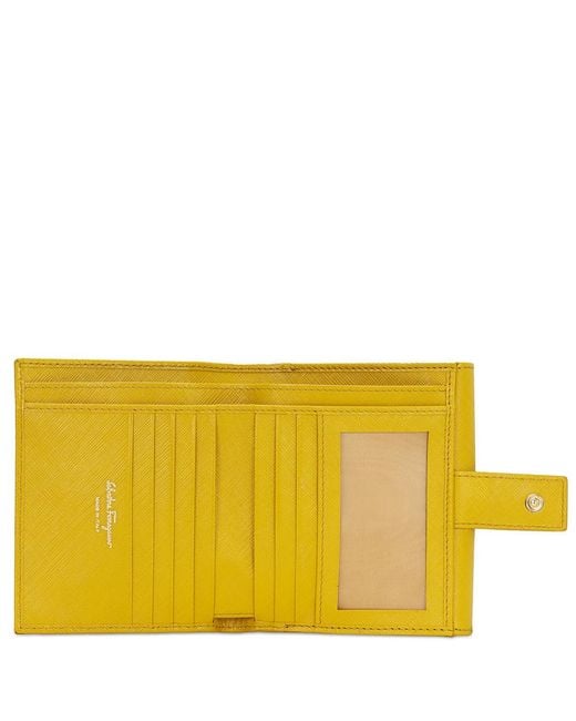 Ferragamo Yellow Logo Buckle Wallet