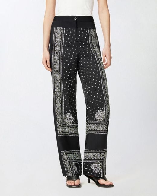 Pinko Gray Spirito Bandana Printed Lightweight Wide-Leg Trousers