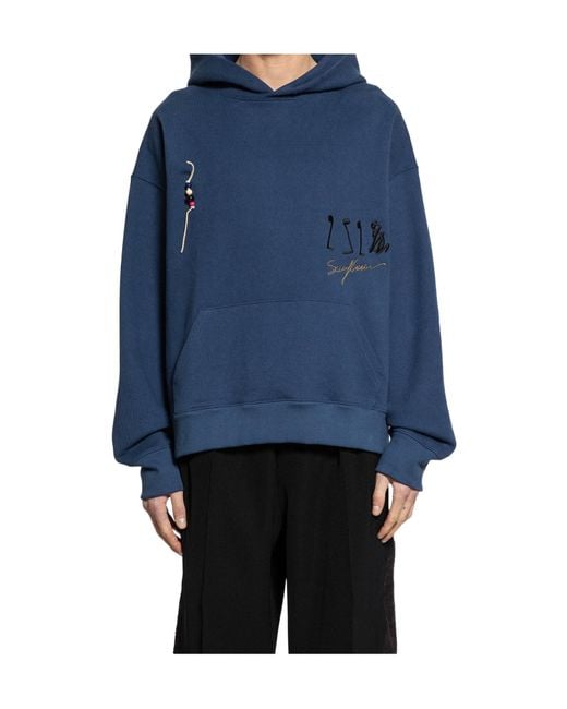 Song For The Mute Blue Long-Sleeved Hooded Sweatshirt for men
