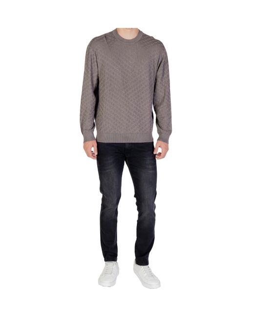 ARMANI EXCHANGE Gray Long-Sleeved Knitted Shirt for men