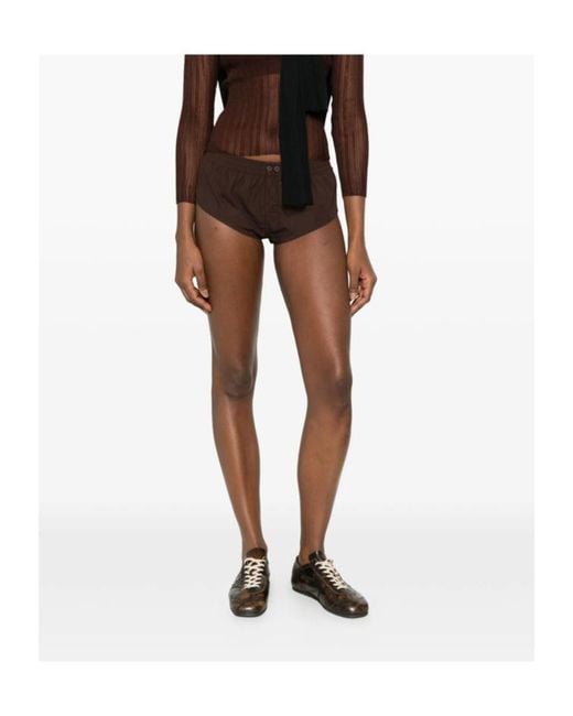 Entire studios Brown Pixie Buttoned Mini Shorts