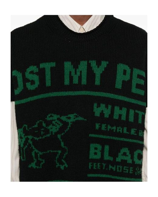 MM6 by Maison Margiela Black Jacquard Sweater for men