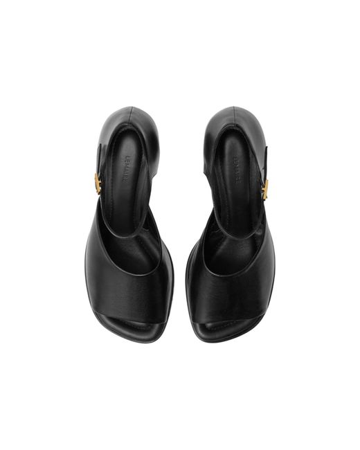 Lemaire Black Square-Heeled Sandals