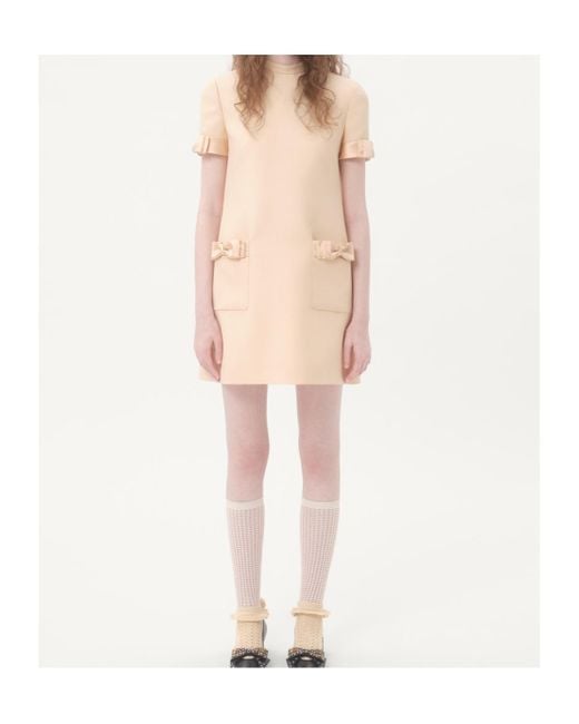 Valentino Natural Crepe Couture Bow Detailed Mini Dress
