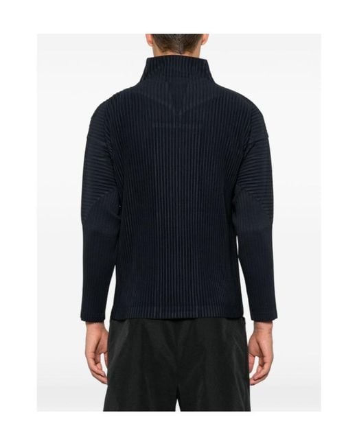 Homme Plissé Issey Miyake Black Pleated Zip-Up Shirt for men