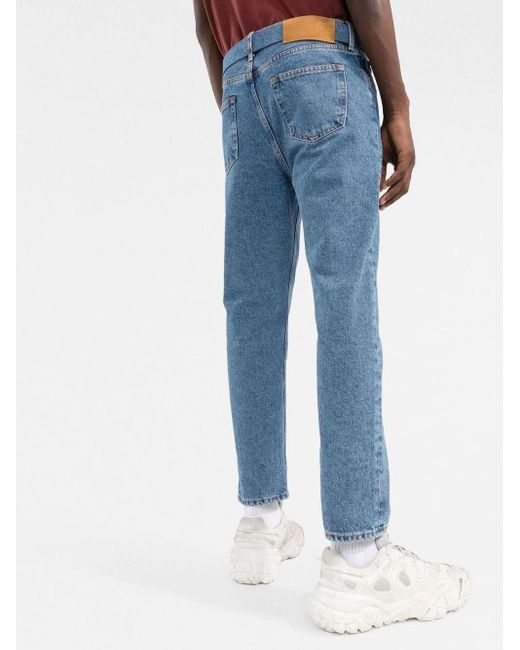 Off-White c/o Virgil Abloh Blue Belted Straigh Leg Cropped Jeans for men