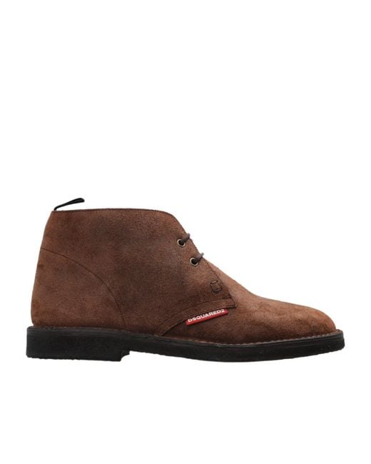 DSquared² Brown Round-Toe Ankle Boots for men