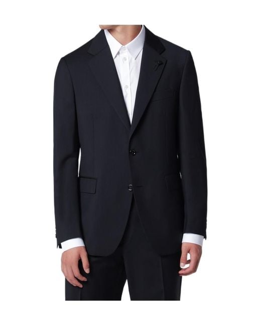 Lardini Blue Long-Sleeve Single-Breasted Jacket for men