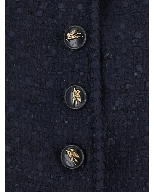 Etro Blue Sleeveless A-Line Jacket
