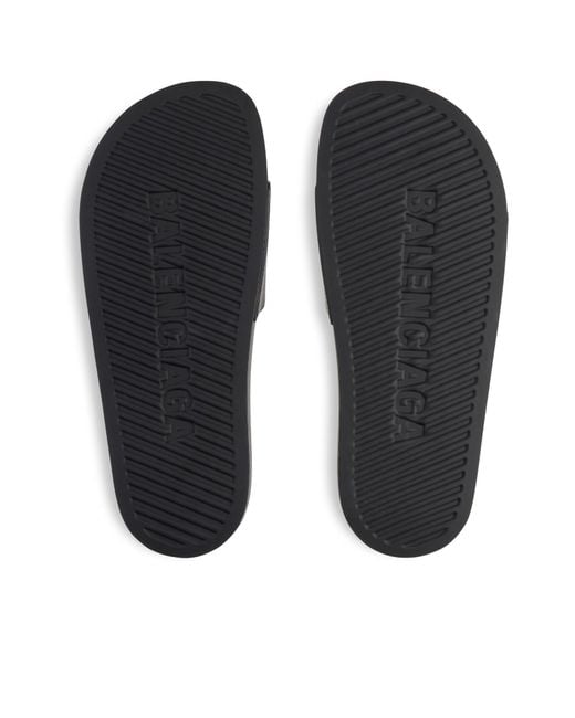 Balenciaga Black Bb Logo Pool Slide Sandals for men