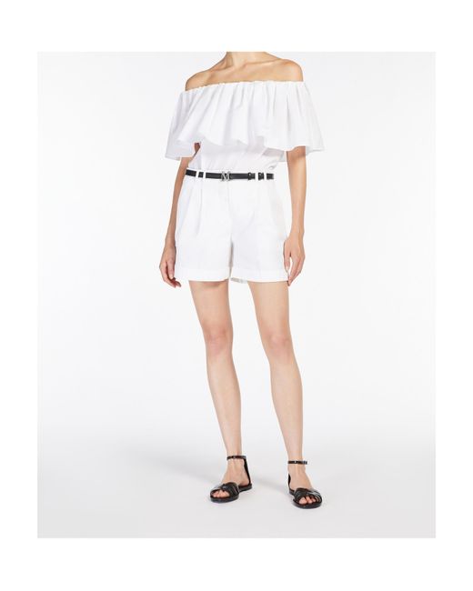 Max Mara White Studio Peccati Ruffled Off-Shoulder Top