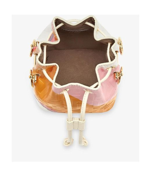Fendi White Leather Bag With Multicolour Print