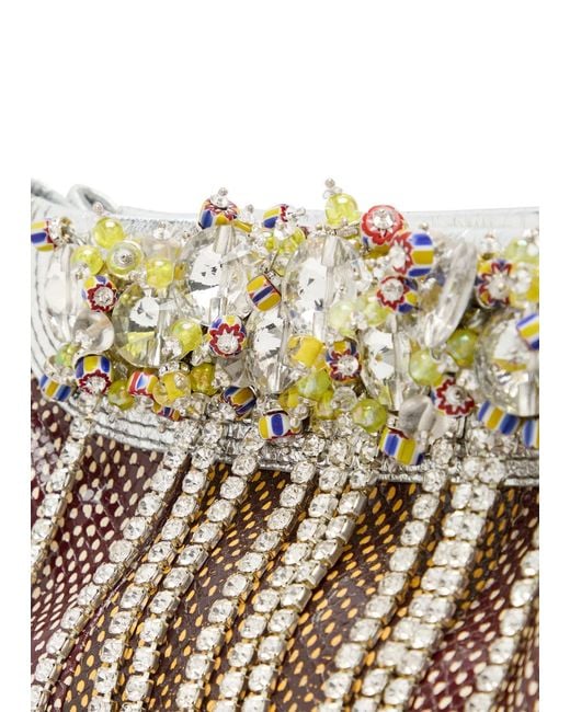 Dries Van Noten Red Snake Print Color-Blocked Handbag