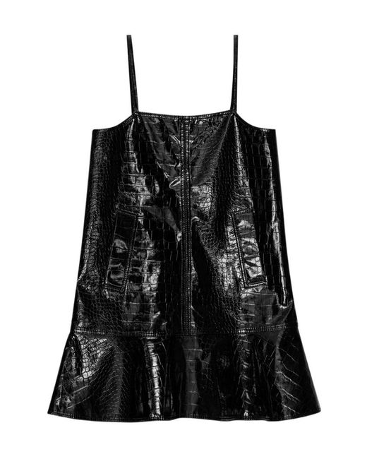Ganni Black Future Coated Mini Dress