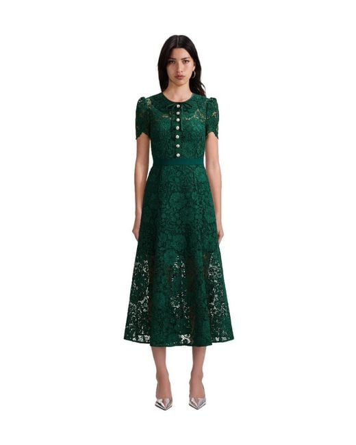 Self-Portrait Green Lace Midi Dress