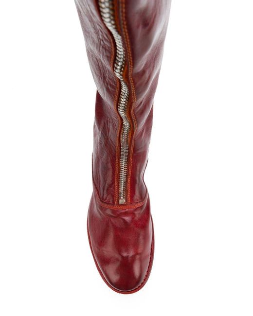 Guidi 410 Front Zipper High Boots in Red | Lyst