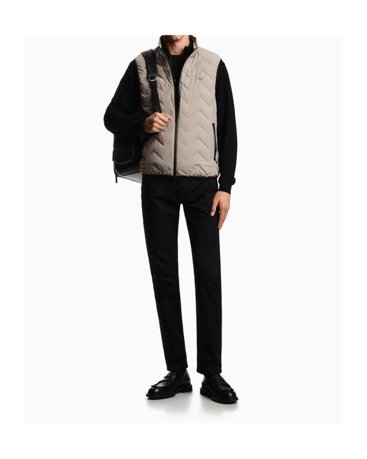 Emporio Armani Gray Chevron Zip Gilet for men