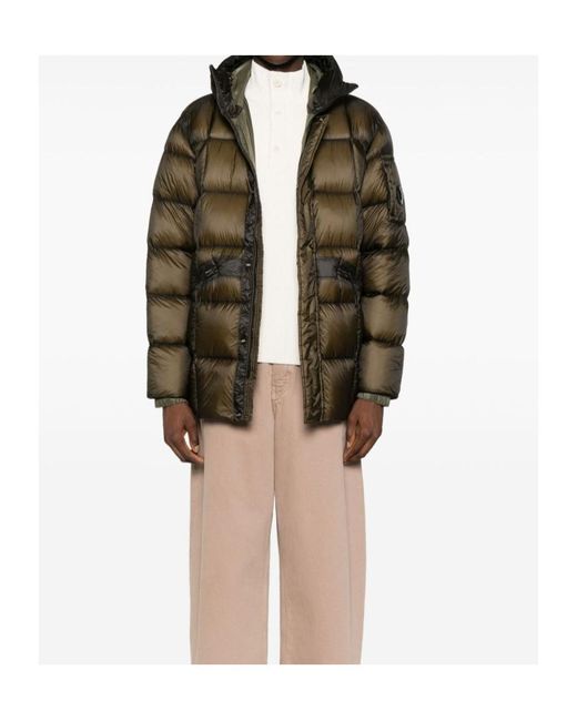 C P Company Green Hooded Quilted Jacket for men