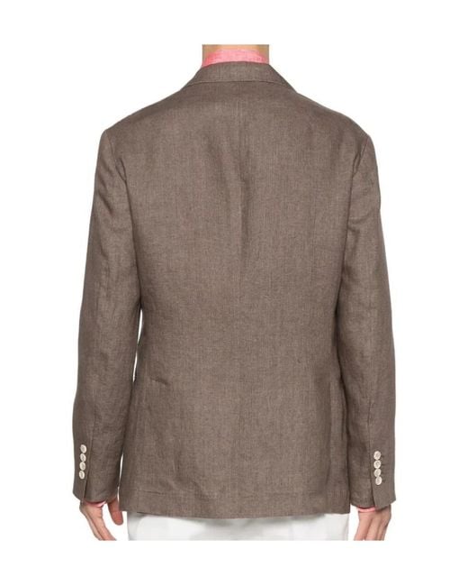 Brunello Cucinelli Brown Single-Breasted Tailored Blazer for men