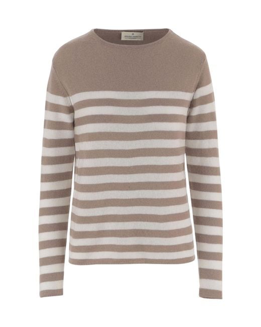 Bruno Manetti Gray Striped Cashmere Sweater