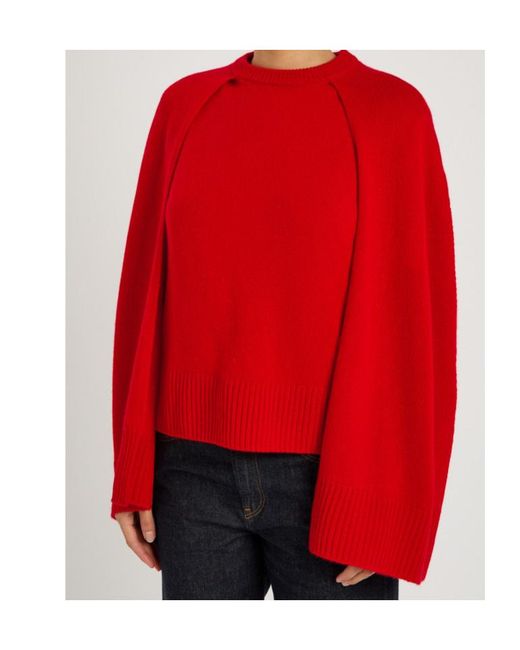 Totême Red Cape-Effect Cashmere Jumper