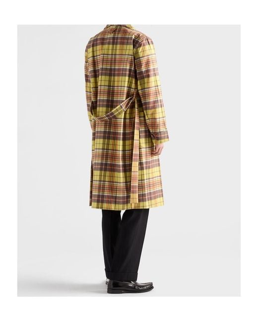 Prada Metallic Checked Belted Coat for men